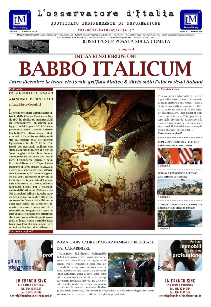 L'osservatore d'Italia edizione del 13 Novembre 2014